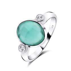 Green Agate Silver Rings NSR-2236